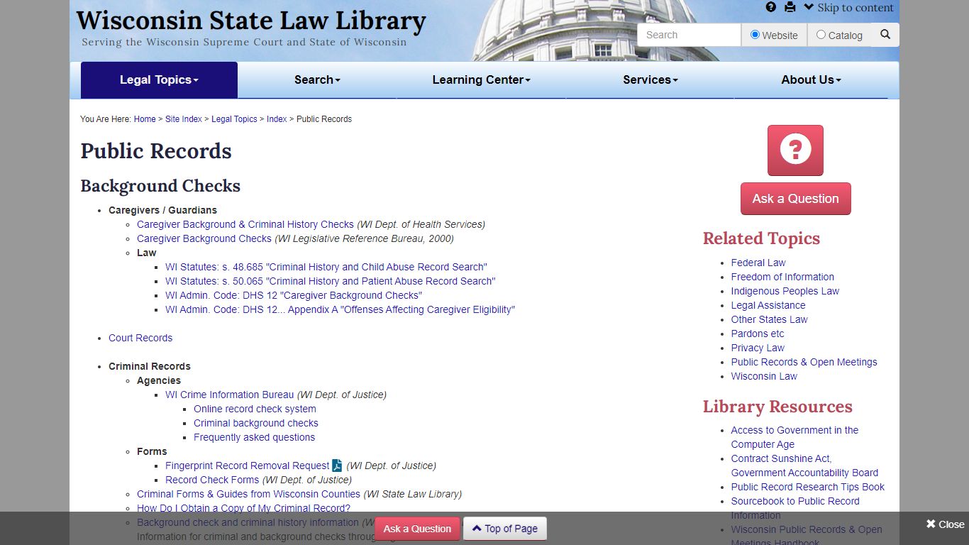Public Records - Wisconsin State Law Library